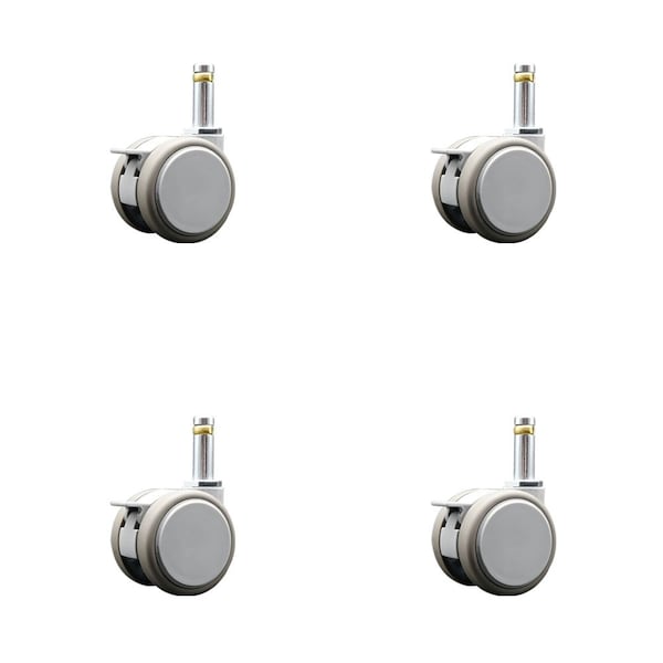 Service Caster 2 Inch MRI Safe Casters with Brakes, 7/16 Inch Grip Ring Stem, Set of 4, SCC, 4PK SCC-GR02S50-TPR-GRY-B-716138-MRI-4 - main